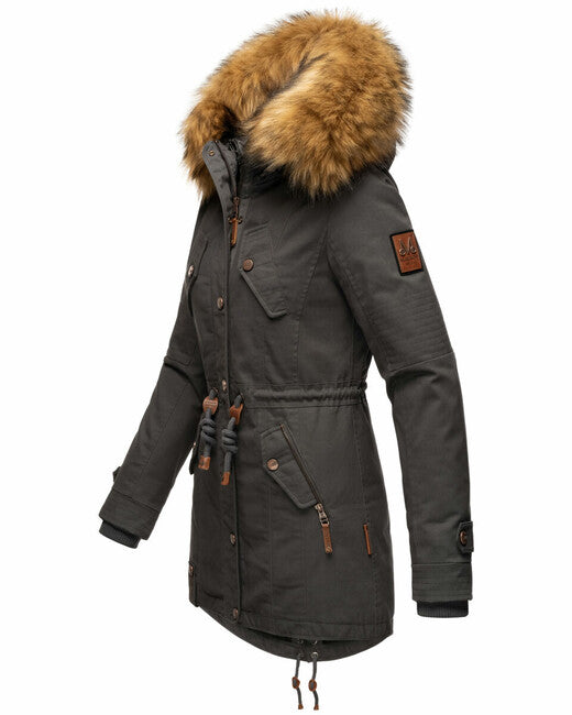 Marikoo La Viva Princess damen winterjacke mit kapuze, anthrazit