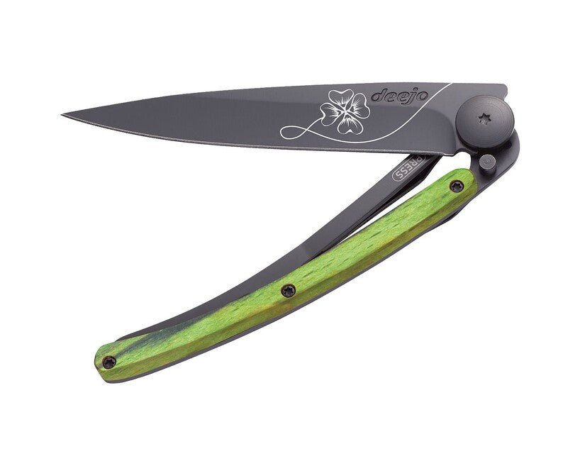 Deejo Tattoo Schließmesser, tattoo black green buche glücksbringer