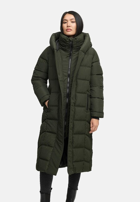 Navahoo ENGELSFEDER XIV damen Wintermantel, dark olive
