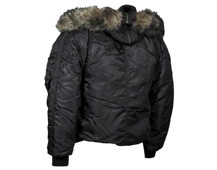 MFH N2B Bomber-Nylonjacke mit Pelz, schwarz