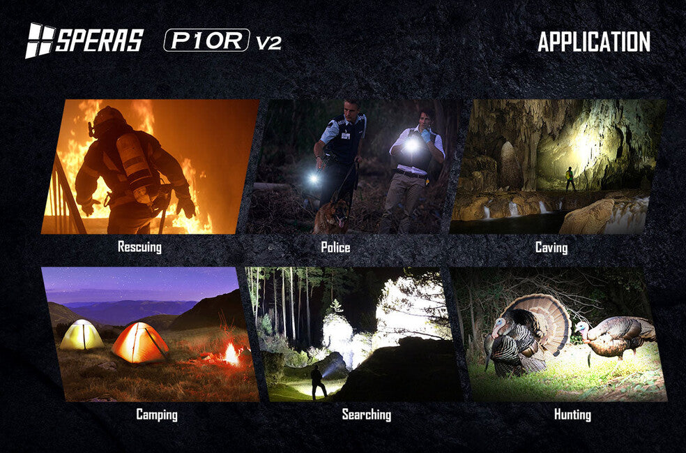 Speras P10R V2 Rechargeable LED Flashlight 10000LM