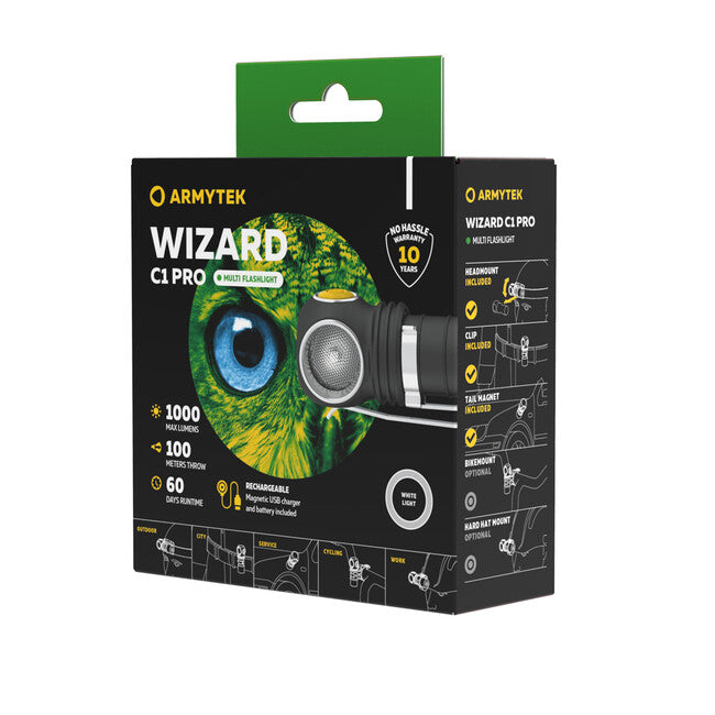 Armytek Wizard C1 Pro Magnet USB Rechargeable Headlamp 1440 55 g, White, 1000 lm