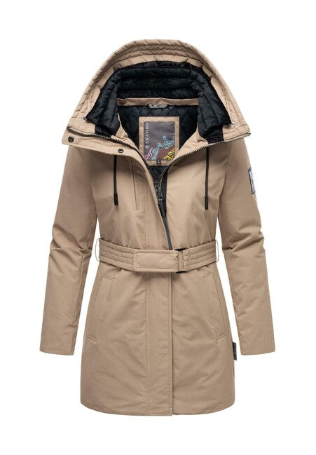 Navahoo Eishauch damen Winterparka mit Kapuze, taupe grau