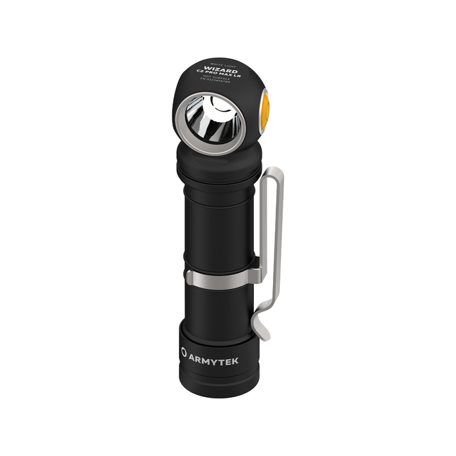 Armytek Wizard C2 Pro Max LR White LED Pocket Flashlight with Belt Clip, Pouch, Battery Powered, 4150 lm
