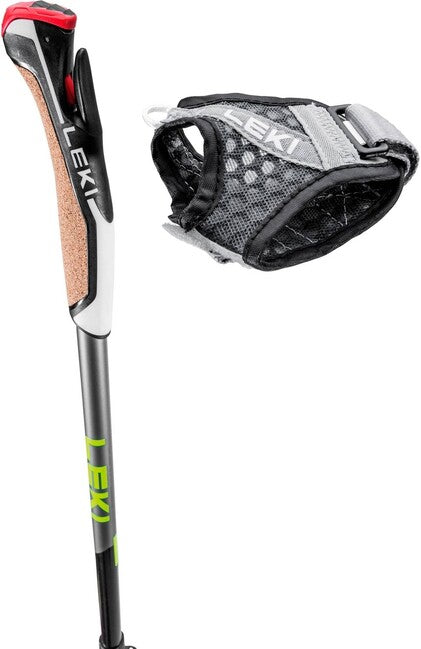 LEKI Traveller Alu Nordic Walking Stöcke, schwarz-silber-grau-neongelb, 90 - 130 cm