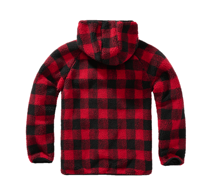 Brandit Teddyfleece Worker fleece-kapuzenjacke, rot/schwarz