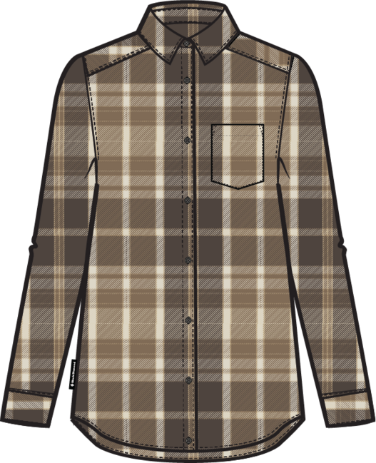 Black Diamond Project Heavy Flannel Shirt für damen, rindenbraun-weiß kariert