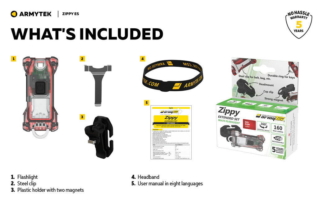 ArmyTek Zippy ES led-taschenlampe und schlüsselbund-set, rot