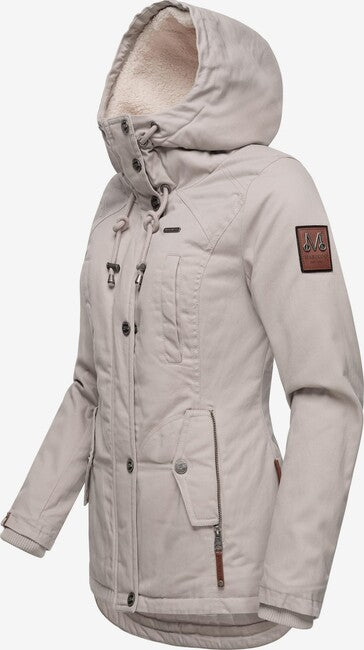 Marikoo Bikoo damen Winterparka mit Kapuze, hellgrau