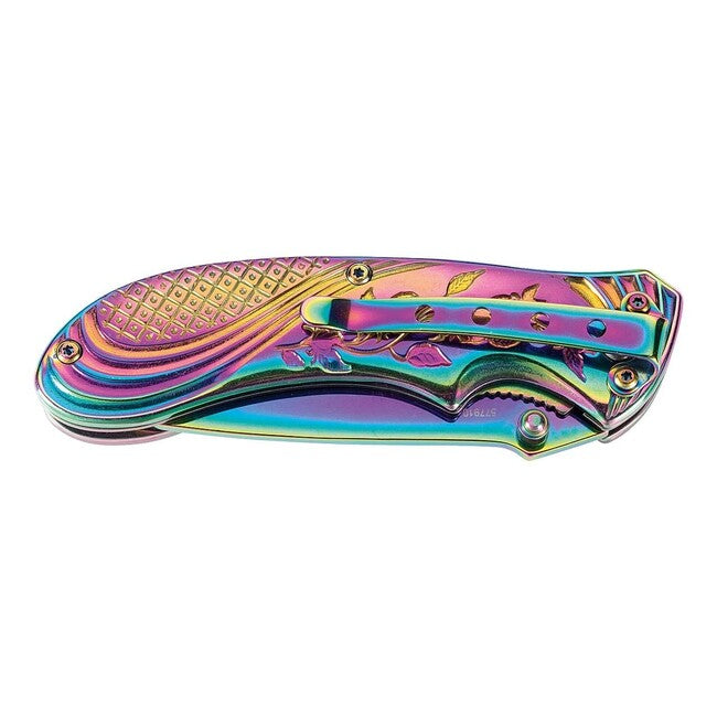 Herbertz Rainbow Einhandtaschenmesser 8cm, Edelstahl mit Titanbeschichtung, schillernd
