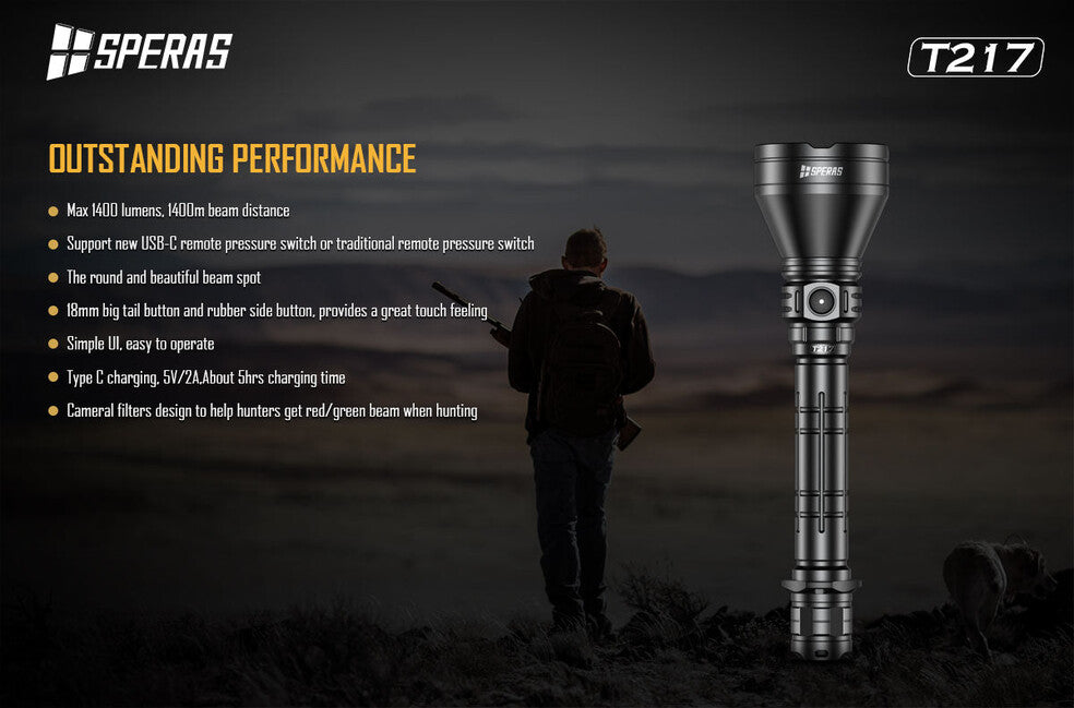 Speras T217 Jagdtaschenlampe 1400LM 1400M