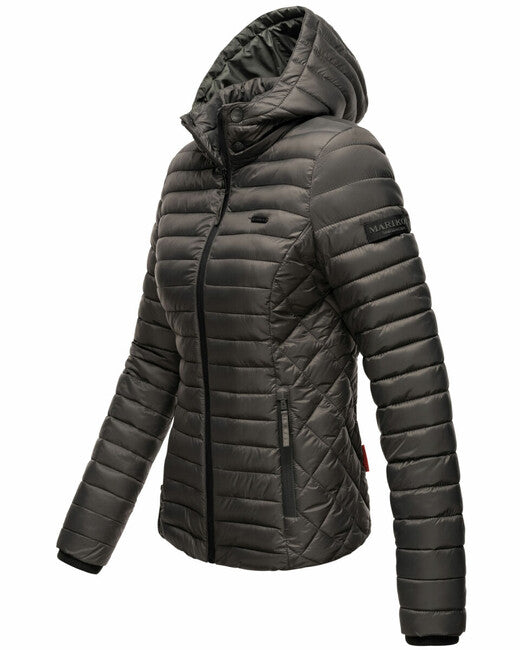 Marikoo Samtpfote damen Übergangsjacke mit Kapuze, anthrazit