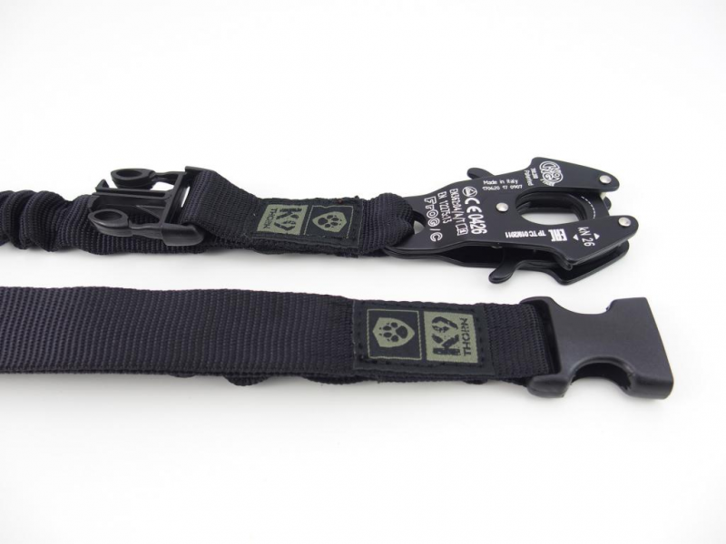 K9 Thorn leine mit Schalldämpfer und Kong-Frog-Karabiner, schwarz, XL