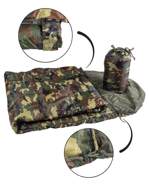 Mil-Tec Commando schlafsack m.packs.woodland