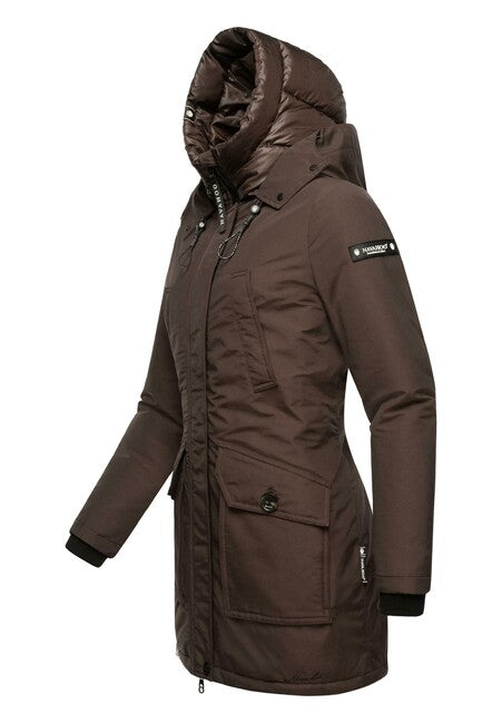 Navahoo Blizzardstorm damen Winterjacke mit Kapuze, dark choco