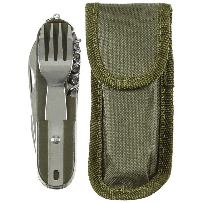 MFH taschenmesser mit Gabel und Löffel, grün