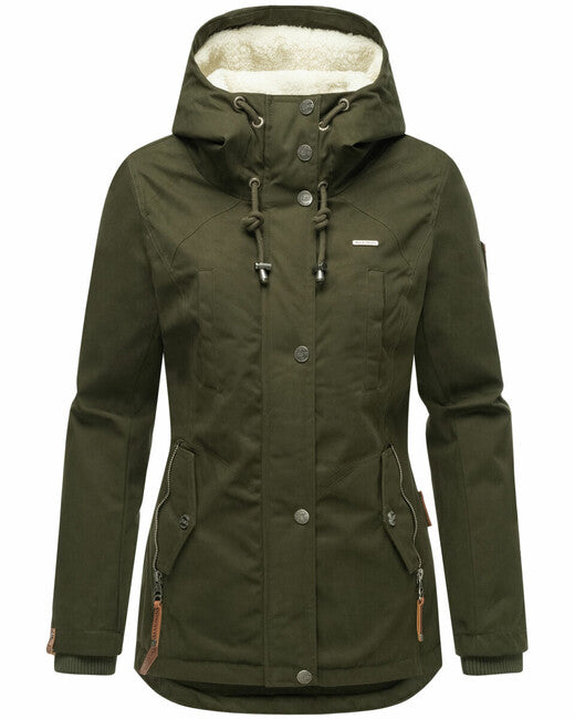 Marikoo Bikoo damen Winterjacke mit Kapuze, oliv
