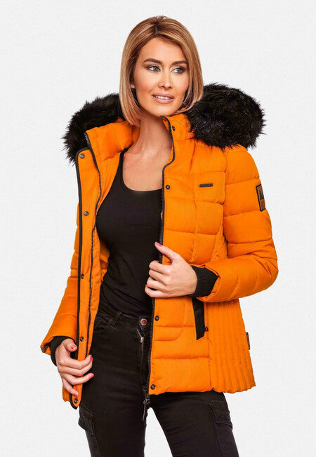 Marikoo Unique damen-Winterjacke mit Kapuze, burnt orange