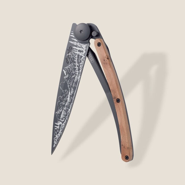 Deejo Tattoo Klappmesser wacholderholz mountain, black