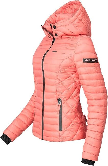 Marikoo Samtpfote damen Übergangsjacke mit Kapuze , koralle