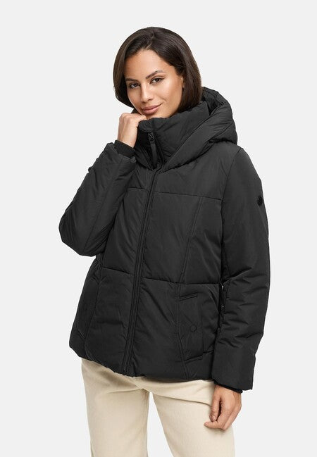 Navahoo Flüsterfee 14 damen Winterjacke mit großer Kapuze, schwarz