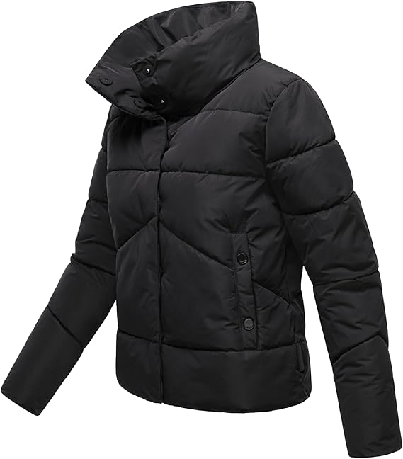 Marikoo Jalliaa damen kurze winterjacke mit hohem kragen, schwarz