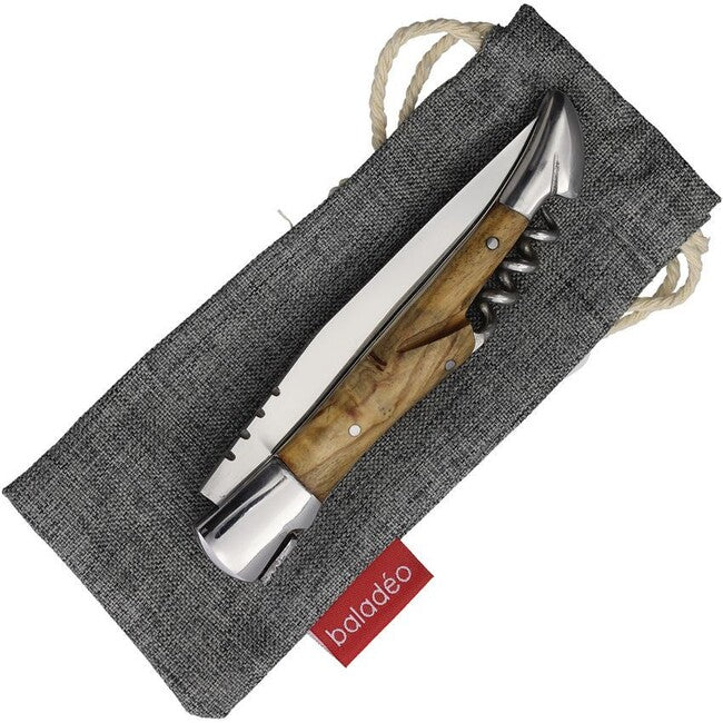 Baladeo DUB1045 taschenmesser mit Korkenzieher, Klinge 11 cm, Stahl 440, Griff aus Olivenholz