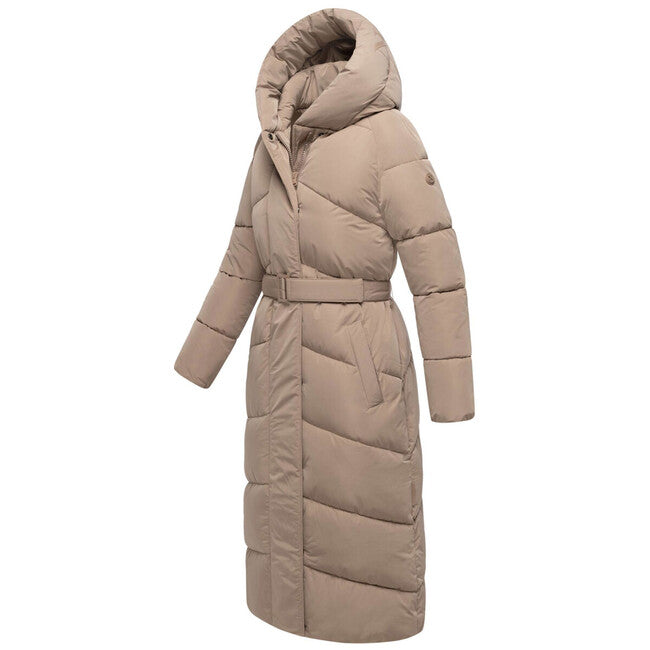 Navahoo Eisblick damen langer Wintermantel, taupe grau