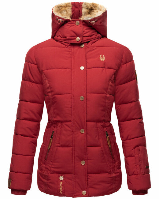 Marikoo Nekoo damen Winterjacke mit Kapuze, dunkelrot