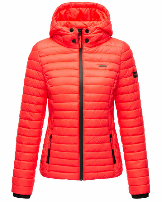 Marikoo Samtpfote damen-Übergangsjacke mit Kapuze, neon coral