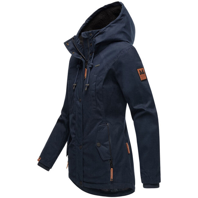 Marikoo Bikoo damen winterjacke mit kapuze, marine/schwarz