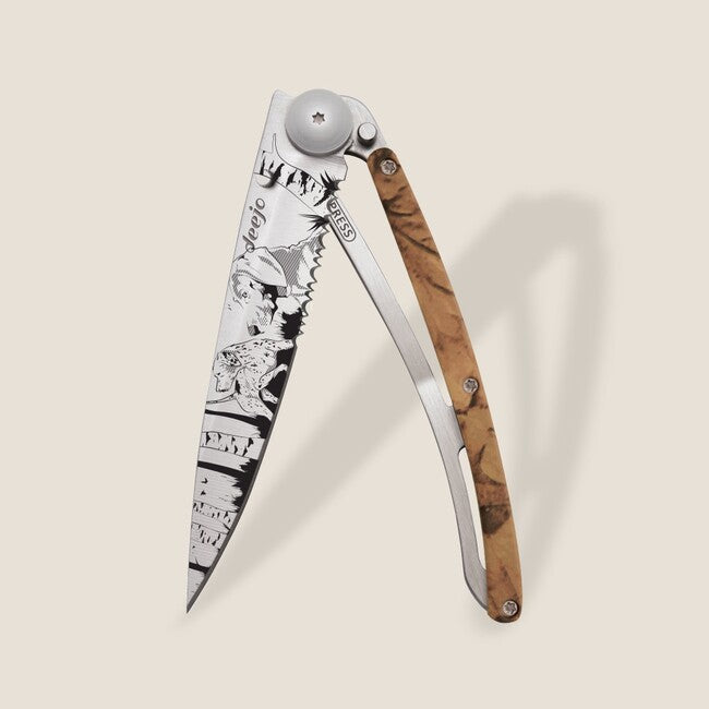 Deejo Tattoo Serration Klappmesser braun camo Hunting Day