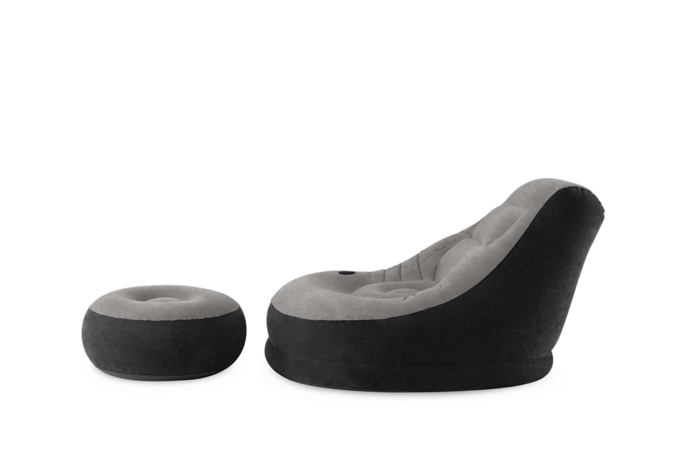 InTex Ultra Lounge Bequemer aufblasbarer Sessel mit Fußstütze