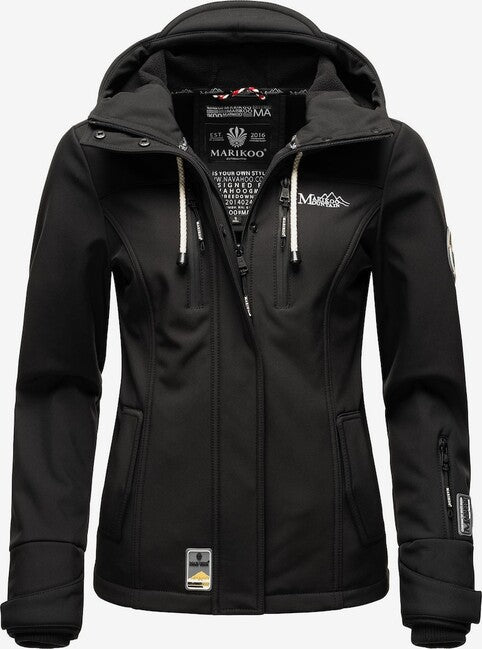 Marikoo Kleine ZICKE damen-übergangsjacke mit kapuze, schwarz