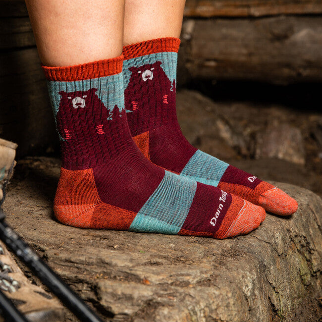 Darn Tough Bear Town Micro Crew socken leichtgewicht mit kissen, burgundy