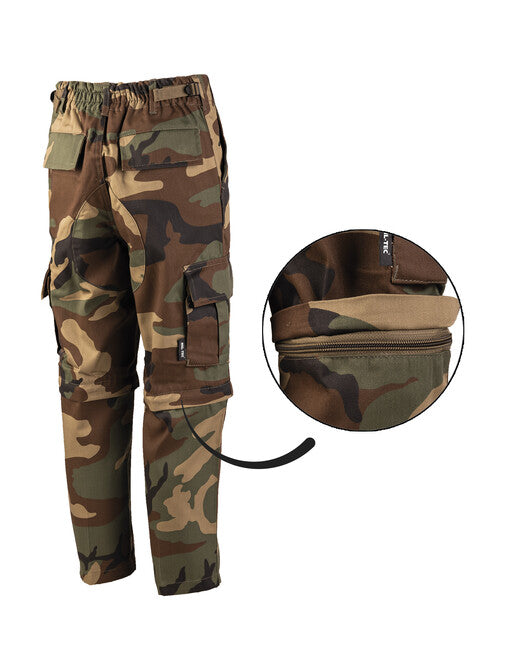 Mil-Tec US BDU ZIP-OFF Hosen kinder woodland