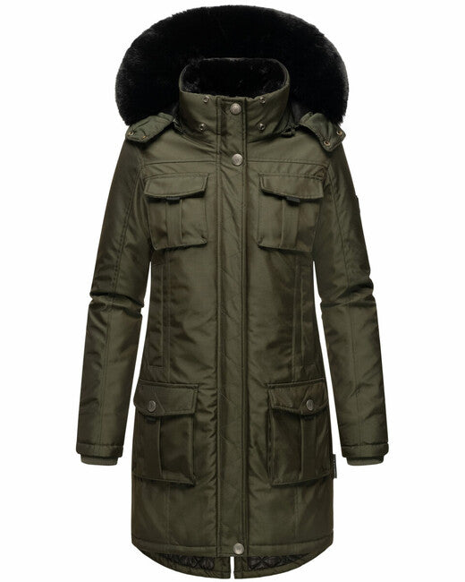 Navahoo Tiniis damen Winterjacke mit Kapuze dunkeloliv