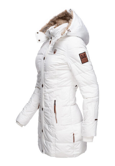 Marikoo Lieblings Jacke damen-winterjacke mit kapuze, weiß