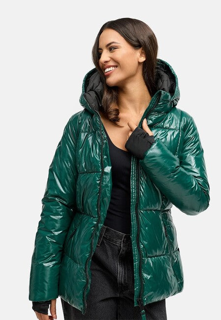 Navahoo EISGLANZ damen Winterjacke mit Kapuze, evergreen