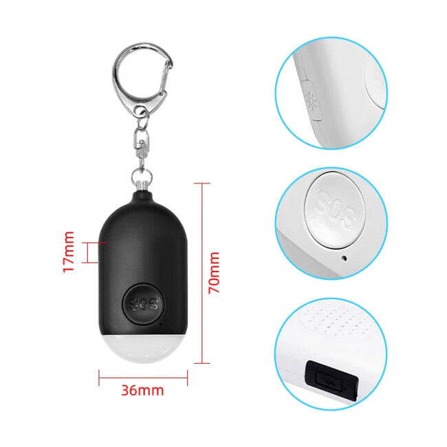 W&G SHIELD SOS wasserdichter personenalarm mit led-licht und auslösetaste, schwarz