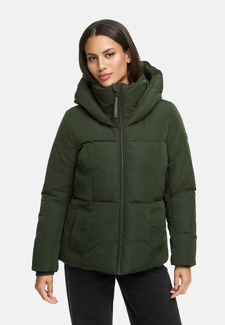 Navahoo Flüsterfee 14 damen Winterjacke mit großer Kapuze, dark olive