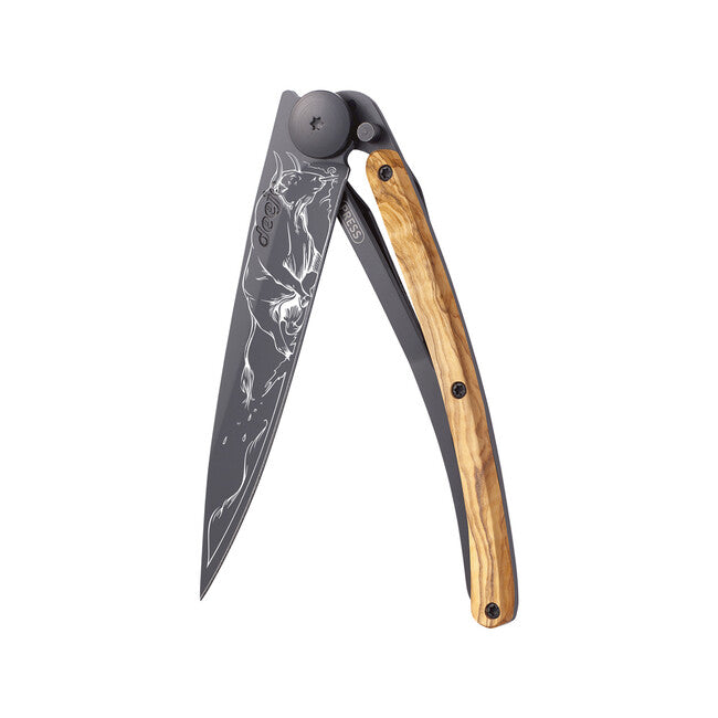 Deejo Tattoo Schließmesser Taurus black olive wood