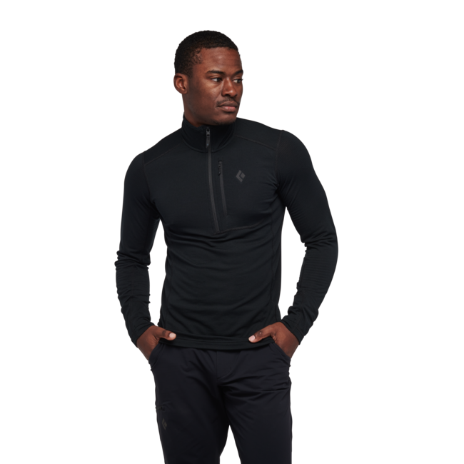 Black Diamond Coefficient Lt men's langarm-T-shirt mit reißverschluss, schwarz