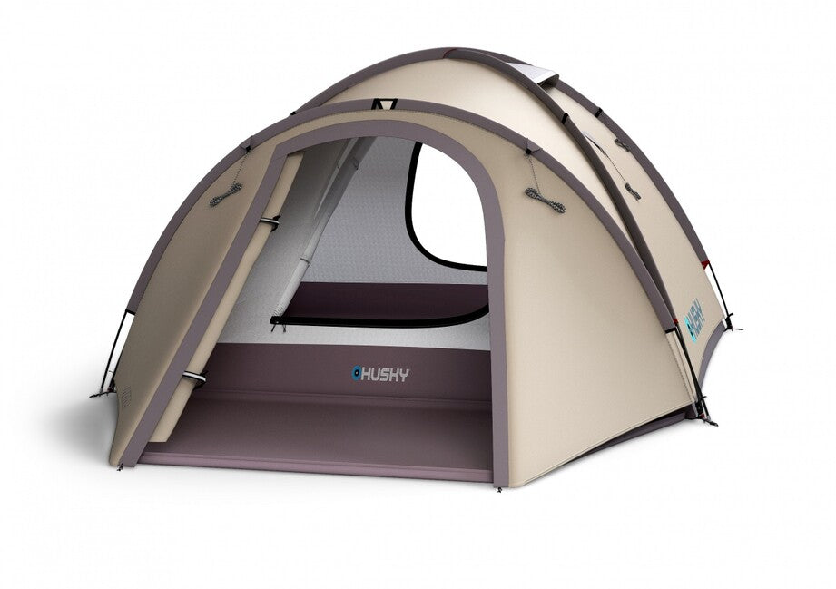 Husky Bizon 3 Plus family trekking tent for 3 persons, light brown