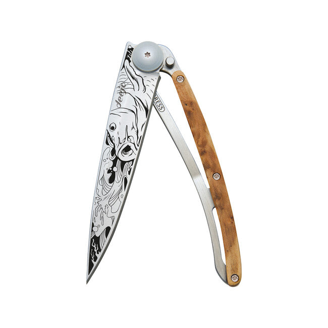 Deejo Tattoo wood schließmesser Bull