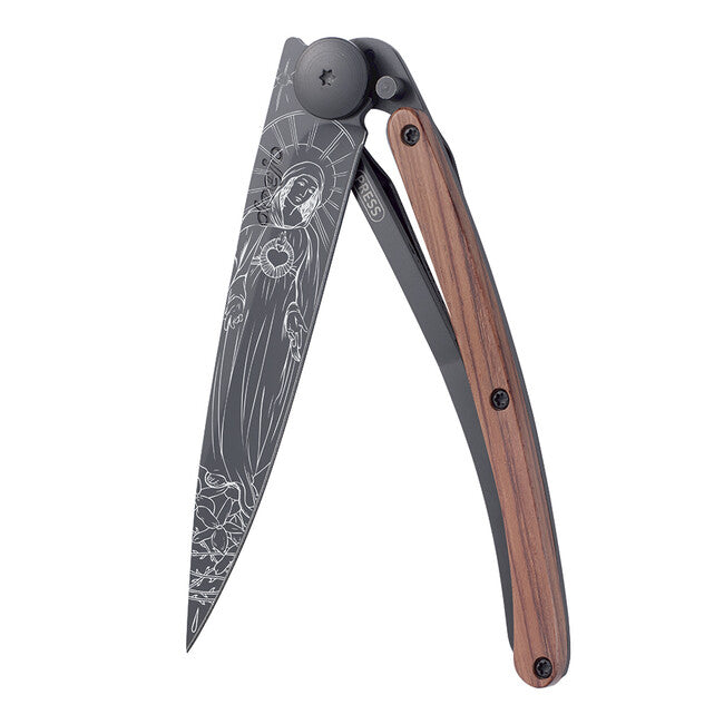 Deejo Schließmesser Black Tattoo Coralwood Madonna