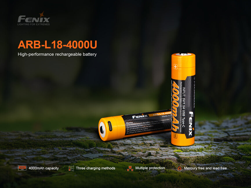 Fenix 18650 wiederaufladbare usb-c batterie 4000 mAh (Li-Ion)