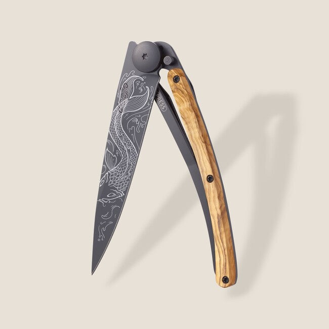 Deejo Tattoo Schließmesser Pisces Black olive wood