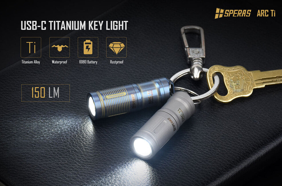 Speras ARC Ti Titanium Schlüssel taschenlampe, blase