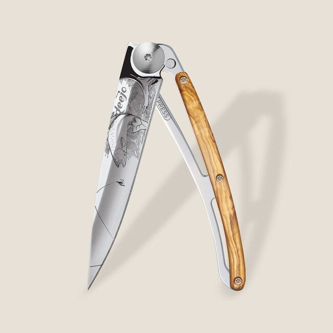 Deejo Tattoo Mirror Schließmesser olive wood Trout